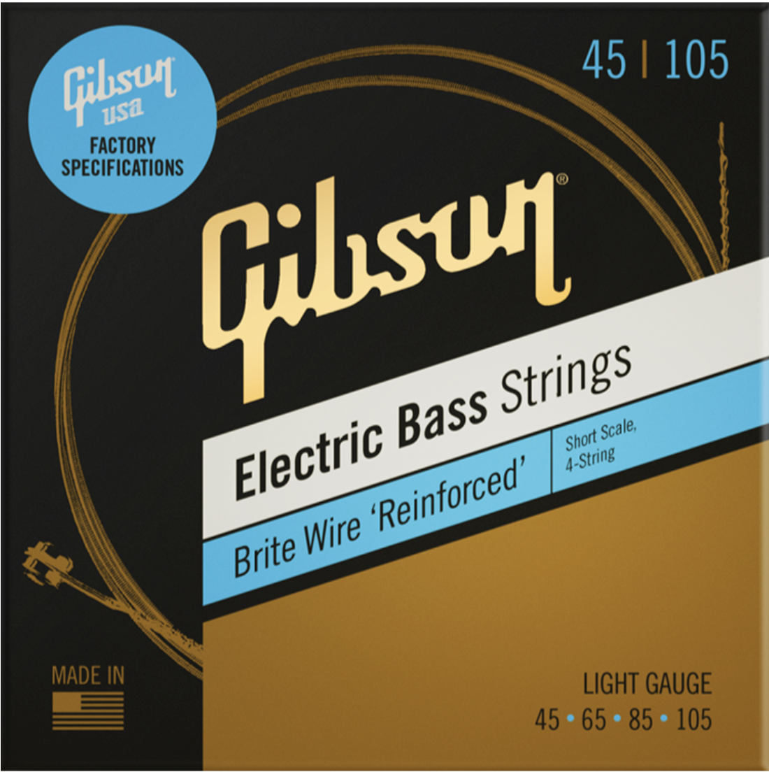 45-105 Short Scale Brite Wire Electric Bass Strings, 4-String, Roundwound Light