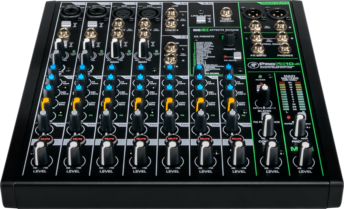 10-Channel Professional Analog Mixer with USB
