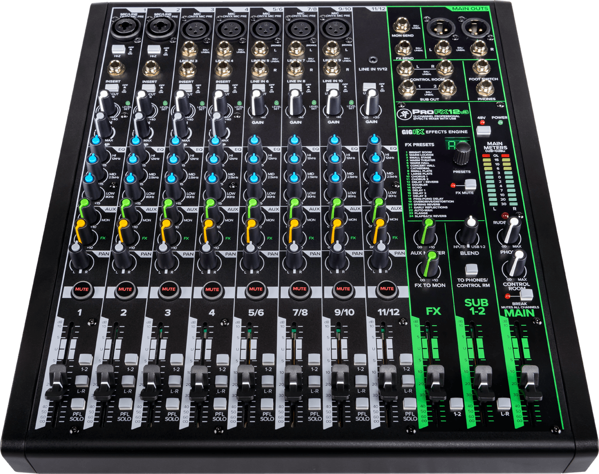12-Channel Professional Analog Mixer with USB