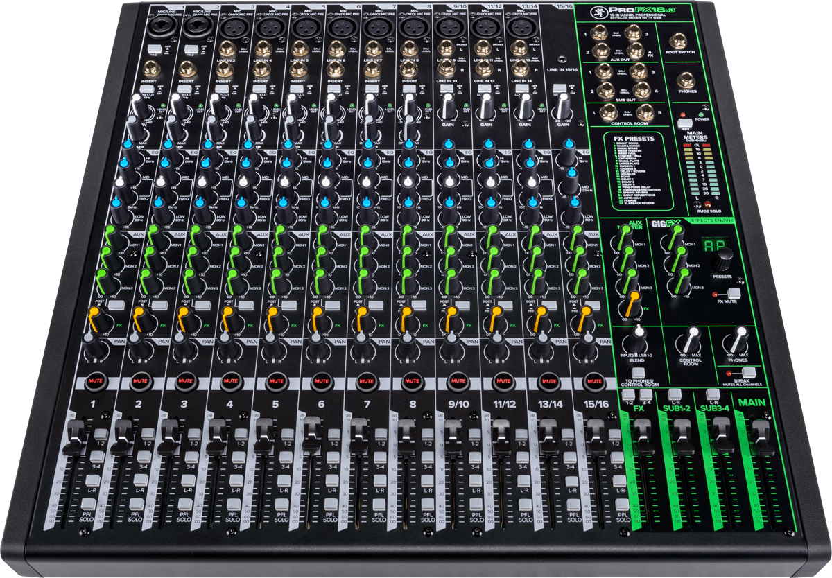 16-Channel Professional Analog Mixer with USB
